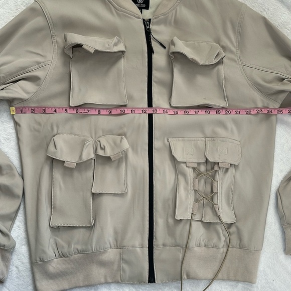 Encrypted Mens Oversized Streetwear Utility Cargo Pocket Bomber Jacket Neutral M - Picture 3 of 7